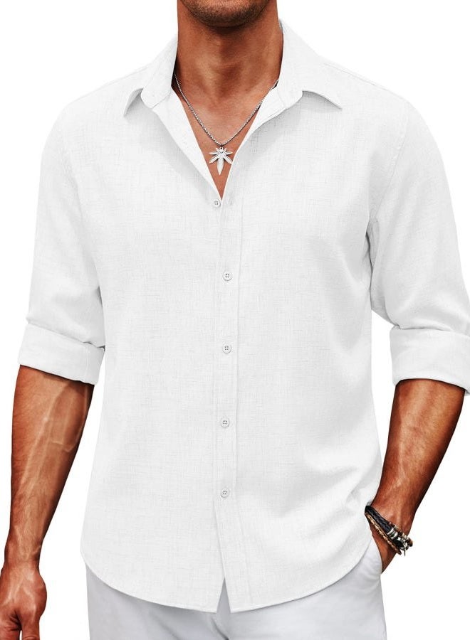 COOFANDY Men's Casual Button Down Shirt Long Sleeve Untucked Chambray Shirt Wrinkle Free Dress Shirts - Image 1