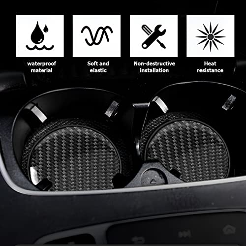 BESULEN Car Cup Holder Coaster, 2 PCS Carbon Fiber Non-Slip Embedded Coasters, Universal 2.75 Inch Cup Holder Insert Coaster Pad, Sports Racing Durable Drink Mat, Car Interior Accessories - Image 3