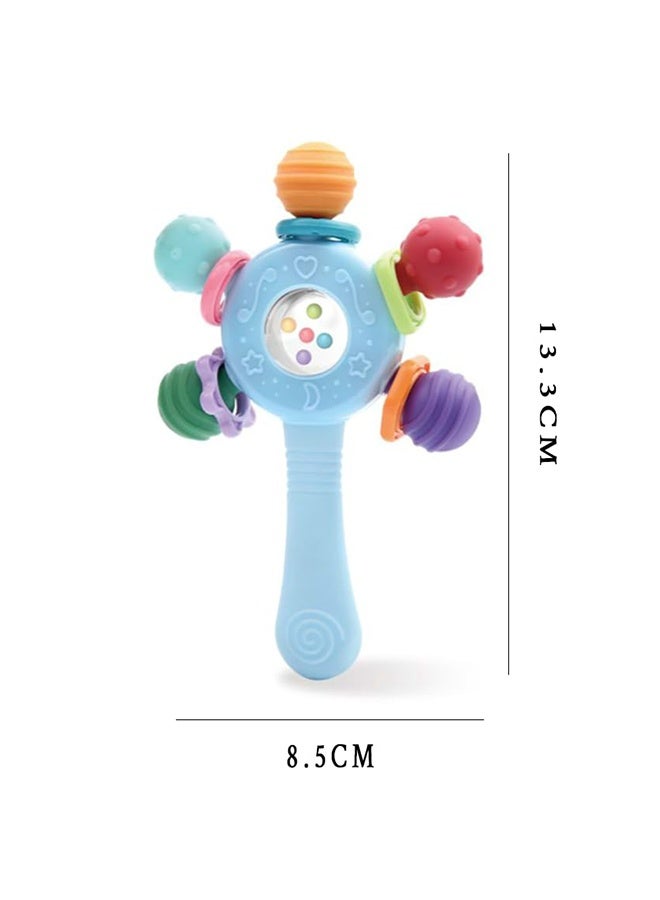 Baby Rattle Toys,Baby Teether Teething Toys for Babies 0- 12  Months,Baby Sensory Toy for 0-12 Months, Montessori Early Education Toy,Manhattan Ball Toy,Grasp Training Toy(Blue) - Image 2