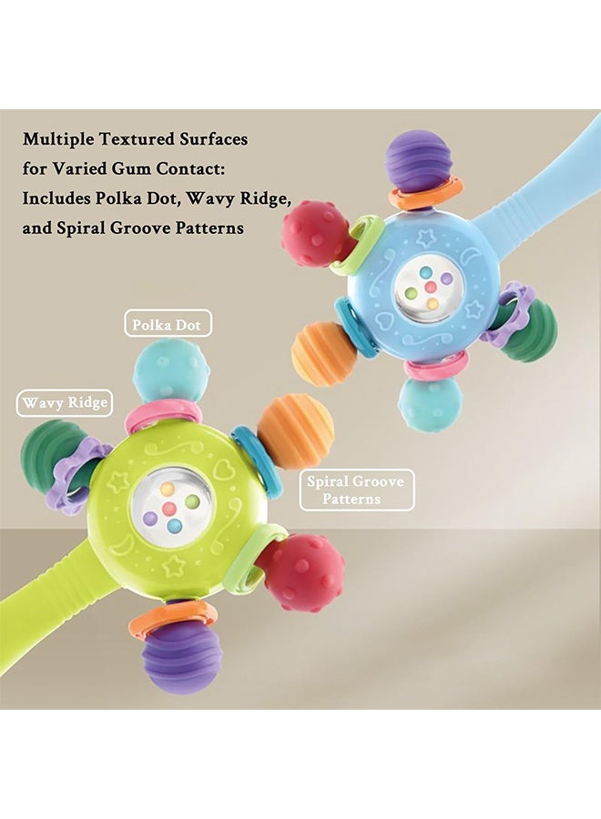 Baby Rattle Toys,Baby Teether Teething Toys for Babies 0- 12  Months,Baby Sensory Toy for 0-12 Months, Montessori Early Education Toy,Manhattan Ball Toy,Grasp Training Toy(Blue) - Image 4