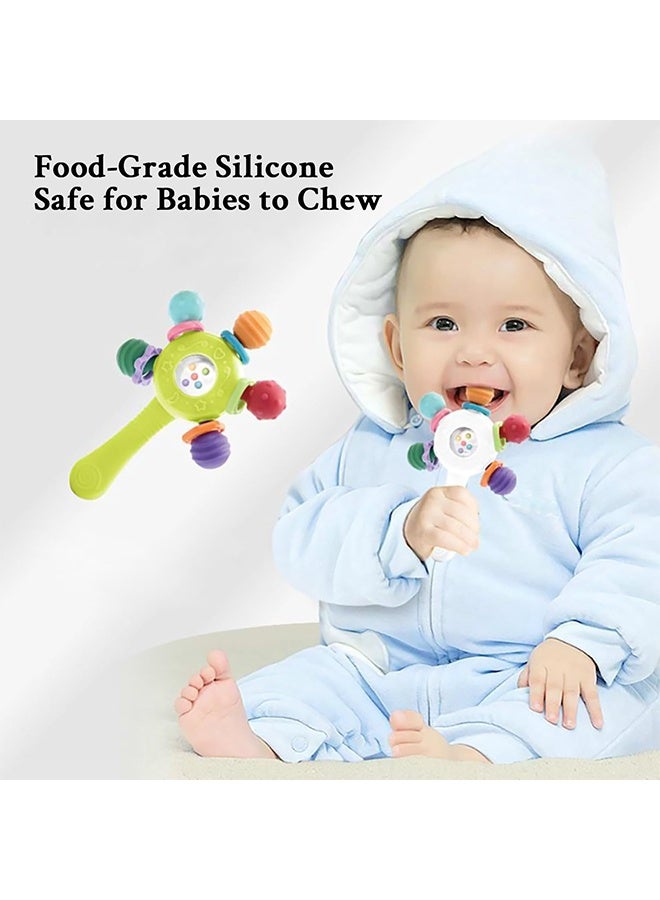 Baby Rattle Toys,Baby Teether Teething Toys for Babies 0- 12  Months,Baby Sensory Toy for 0-12 Months, Montessori Early Education Toy,Manhattan Ball Toy,Grasp Training Toy(Blue) - Image 3