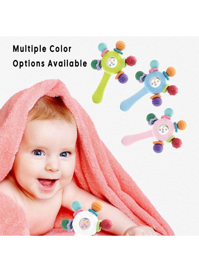 Baby Rattle Toys,Baby Teether Teething Toys for Babies 0- 12  Months,Baby Sensory Toy for 0-12 Months, Montessori Early Education Toy,Manhattan Ball Toy,Grasp Training Toy(Blue) - Image 5