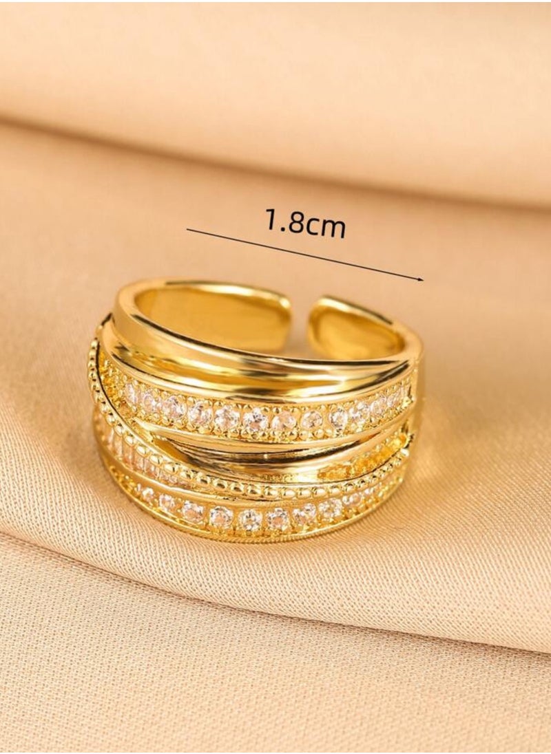 sixtyfour Elegant Stainless Steel Gold Plated Ring For Women One Size  - Image 4