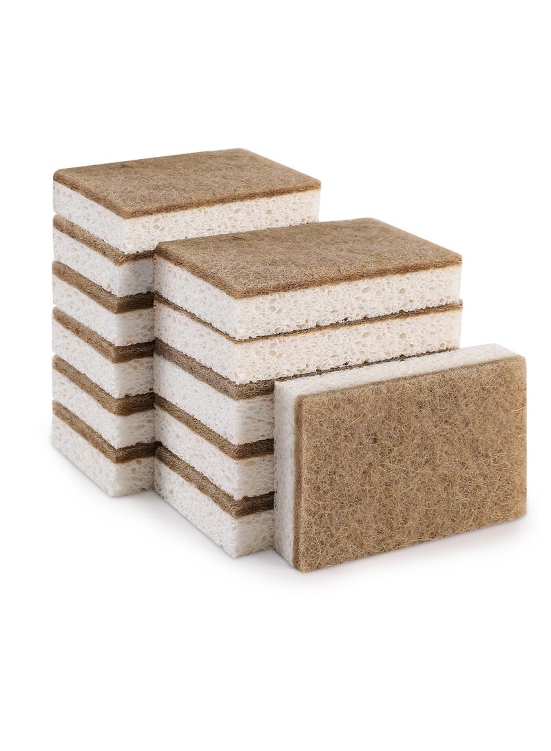 Excefore Natural Kitchen Sponge, 12 Count Multipurpose Kitchen Sponge Biodegradable Compostable Cellulose For All Surfaces Dishwashing Nonstick Cookware Countertops - Image 1