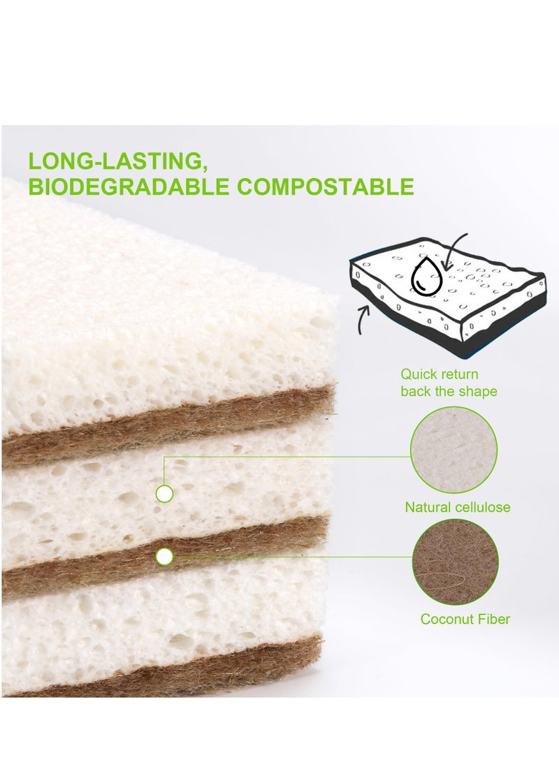 Excefore Natural Kitchen Sponge, 12 Count Multipurpose Kitchen Sponge Biodegradable Compostable Cellulose For All Surfaces Dishwashing Nonstick Cookware Countertops - Image 5
