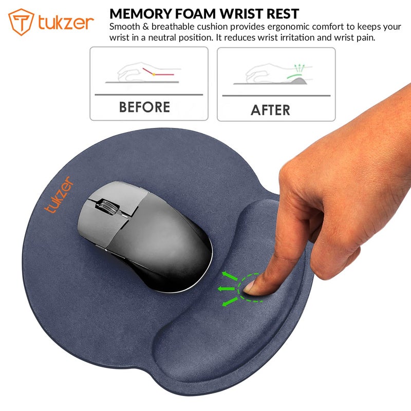 tuKZer Gel Mouse Pad| Memory Foam Cushion Mousepad with Wrist Support, Ergonomic Design| Non-Slip Rubber Base| Suitable for Gaming, Computer, Laptop, Home & Office Non-Slip Rubber Base (Grey) - Image 4