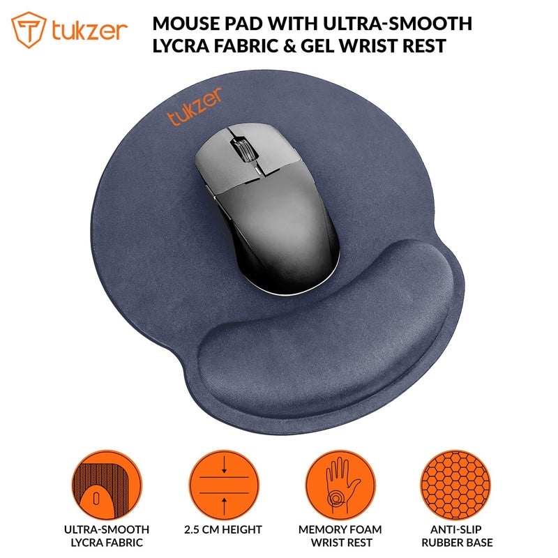 tuKZer Gel Mouse Pad| Memory Foam Cushion Mousepad with Wrist Support, Ergonomic Design| Non-Slip Rubber Base| Suitable for Gaming, Computer, Laptop, Home & Office Non-Slip Rubber Base (Grey) - Image 2