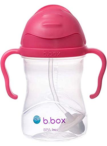 b.box B Box Essential Sippy Cup  with Replacement Straws and Cleaner Pink 