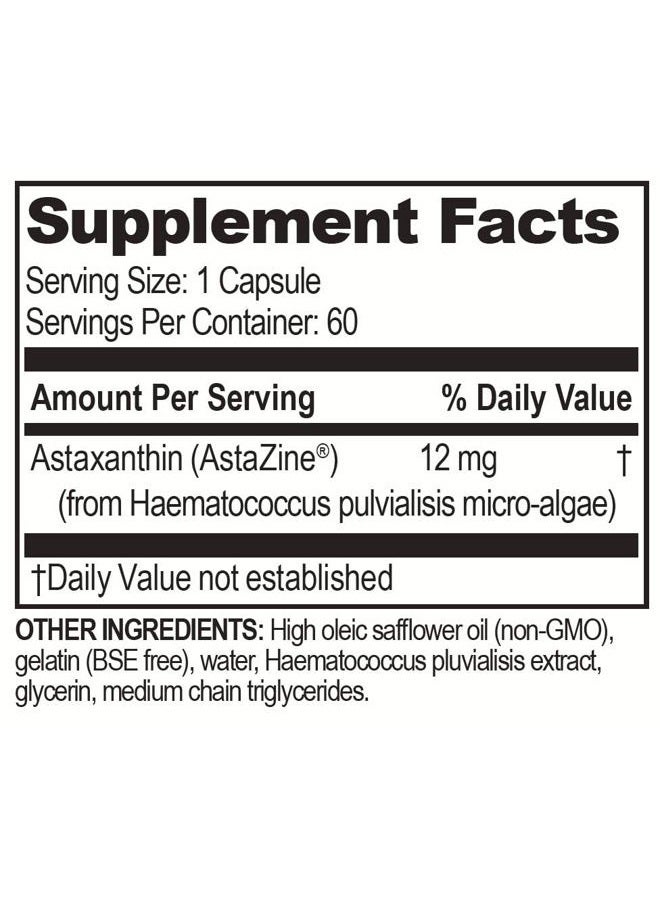 Brain-Bean Brain Basics Ultra Pure Astaxanthin - 12mg AstaZine with 6mg Vitamin E. Non-GMO, Gluten Free Astaxanthin Supplements for Memory, Focus and Clarity - 60 Softgels - Image 2
