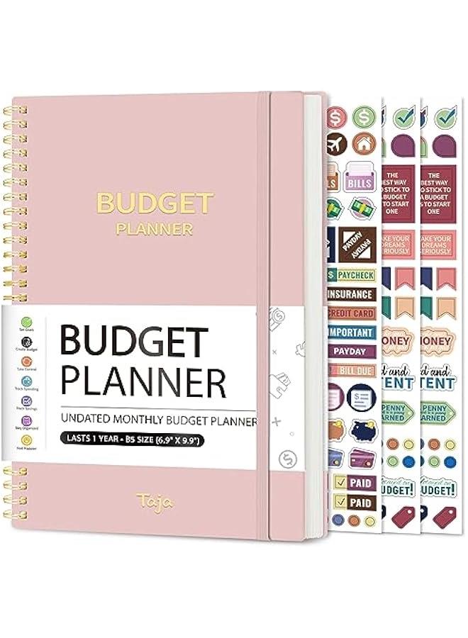 Arabest Budget Planner - Monthly Budget Book with Expense Tracker Notebook, Undated Bill Organizer & Finance Planner to Take Control of Your Money, 2025-2026 Account Book to Manage Your Finances-Pink - Image 1