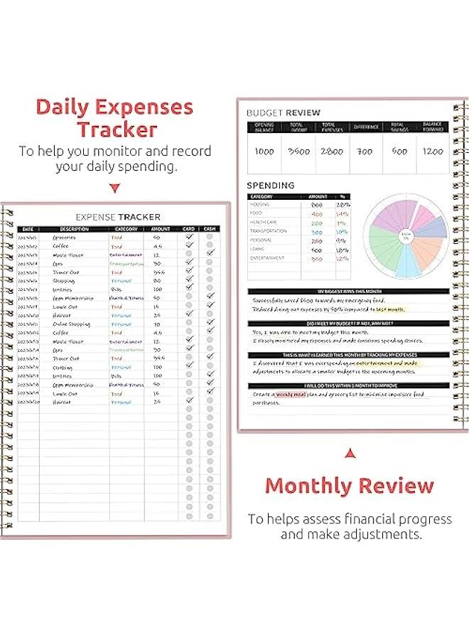 Arabest Budget Planner - Monthly Budget Book with Expense Tracker Notebook, Undated Bill Organizer & Finance Planner to Take Control of Your Money, 2025-2026 Account Book to Manage Your Finances-Pink - Image 4