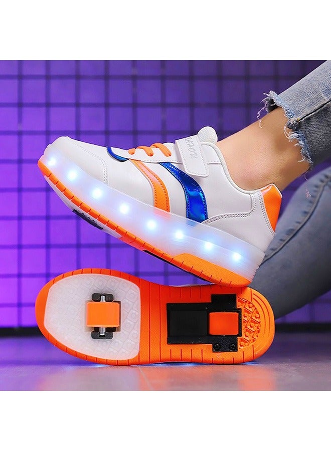 LED Flash Light Sneaker Skate Shoes with Wheels USB Charging Roller Skates Shoes for Kids - Image 1