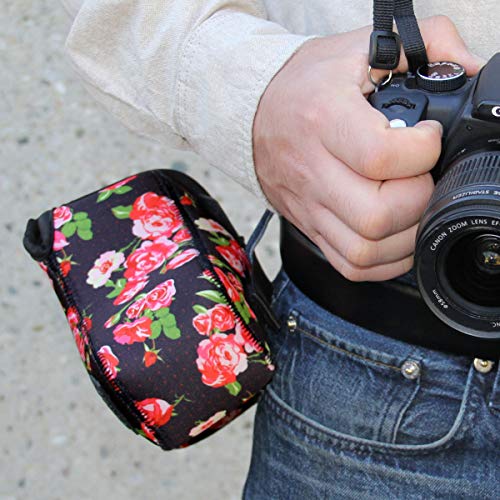 USA Gear Mirrorless Camera Sleeve - Neoprene Protection, Belt Loop, Accessory Pocket - Fits up to 6.25 x 3 x 6.5 in - Compatible with Canon Sony Nikon Fujifilm (Floral) - Image 5