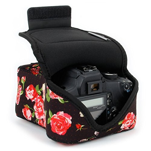 USA Gear Mirrorless Camera Sleeve - Neoprene Protection, Belt Loop, Accessory Pocket - Fits up to 6.25 x 3 x 6.5 in - Compatible with Canon Sony Nikon Fujifilm (Floral) - Image 1