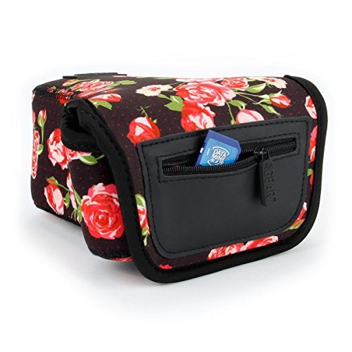 USA Gear Mirrorless Camera Sleeve - Neoprene Protection, Belt Loop, Accessory Pocket - Fits up to 6.25 x 3 x 6.5 in - Compatible with Canon Sony Nikon Fujifilm (Floral) - Image 3