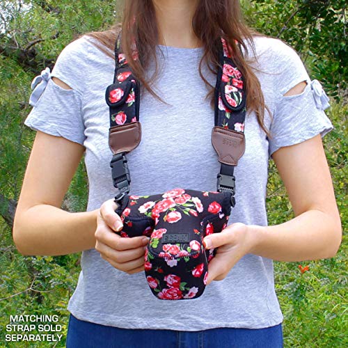 USA Gear Mirrorless Camera Sleeve - Neoprene Protection, Belt Loop, Accessory Pocket - Fits up to 6.25 x 3 x 6.5 in - Compatible with Canon Sony Nikon Fujifilm (Floral) - Image 4