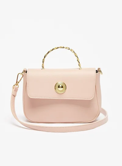 Flora Bella By Shoexpress Womens Solid Satchel Bag with Detachable Strap and Flap Closure