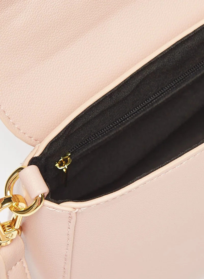 Flora Bella By Shoexpress Womens Solid Satchel Bag with Detachable Strap and Flap Closure