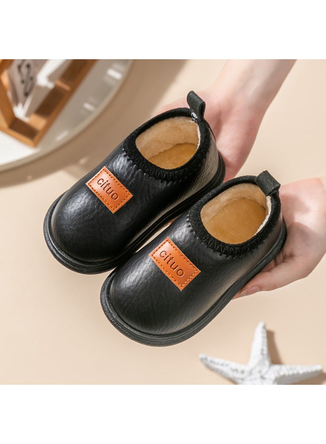Children's Cotton Slippers Autumn And Winter Anti-slip Waterproof Thick Bottom Bag With Fleece-lined Soft Bottom Indoor Household Girls Cotton Shoes