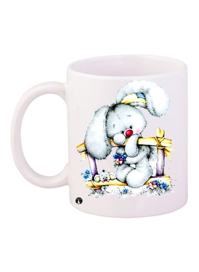RYN Cartoon Printed Coffee Mug White/Grey/Yellow 11ounce