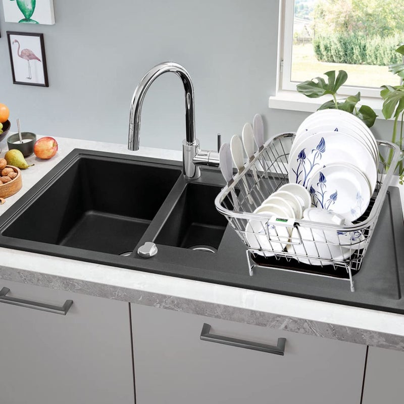 YUMUN Stainless Steel Dish Draining Rack Basket with Drip TraySize52x42x26 cm LxBxHDish Drainer for Kitchen Drying StandKudaPlate RackBartan Over Sink Counter Dish Rack Regular Use 2 - Image 5