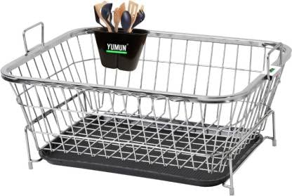 YUMUN Stainless Steel Dish Draining Rack Basket with Drip TraySize52x42x26 cm LxBxHDish Drainer for Kitchen Drying StandKudaPlate RackBartan Over Sink Counter Dish Rack Regular Use 2 - Image 1