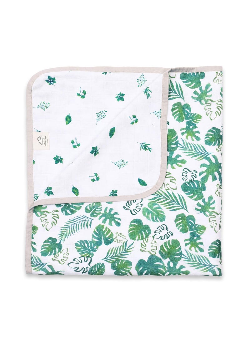 Masilo Masilo Bamboo Muslin Modern Newborn Baby Blanket, Pack of 1 Unisex -Tropical Green  - Image 1