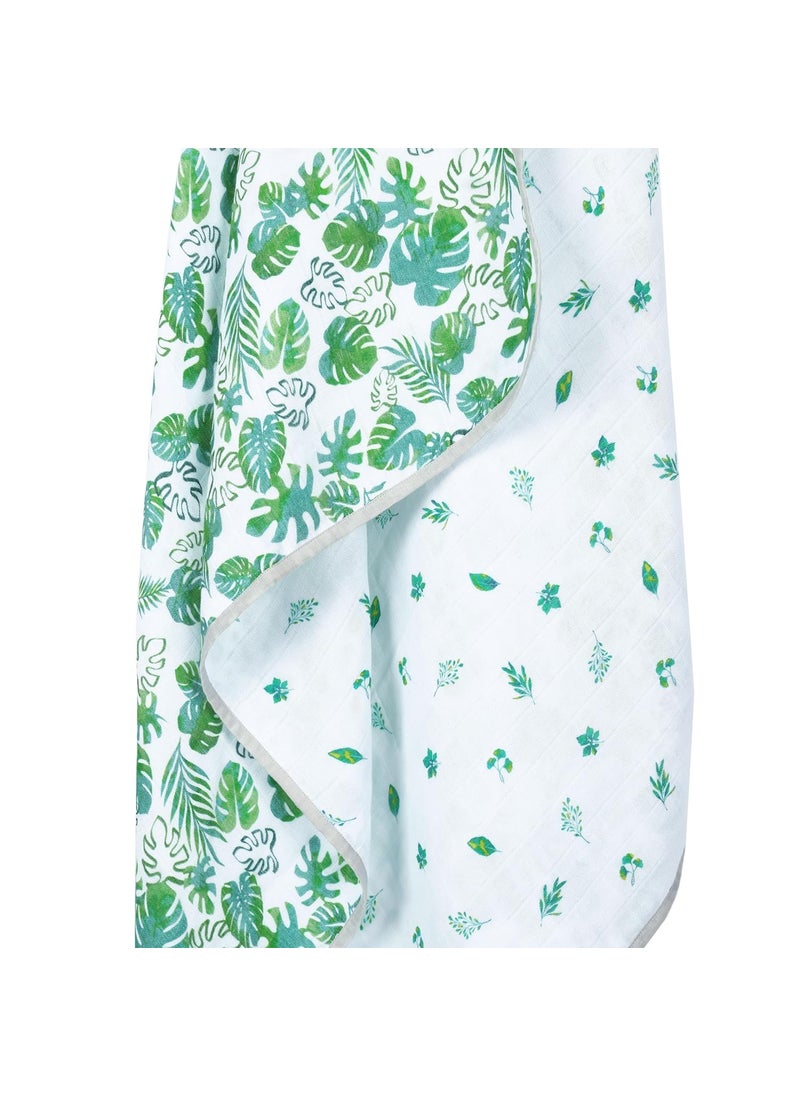 Masilo Masilo Bamboo Muslin Modern Newborn Baby Blanket, Pack of 1 Unisex -Tropical Green  - Image 3