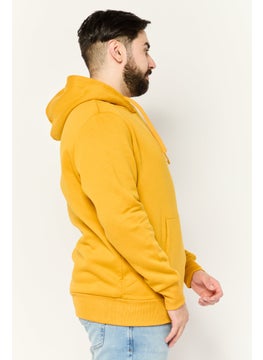 KANGOL Men Hooded Embroidered Logo Long Sleeves Hoodie, Mustard  - Image 3