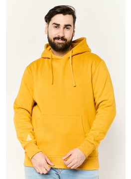 KANGOL Men Hooded Embroidered Logo Long Sleeves Hoodie, Mustard  - Image 1