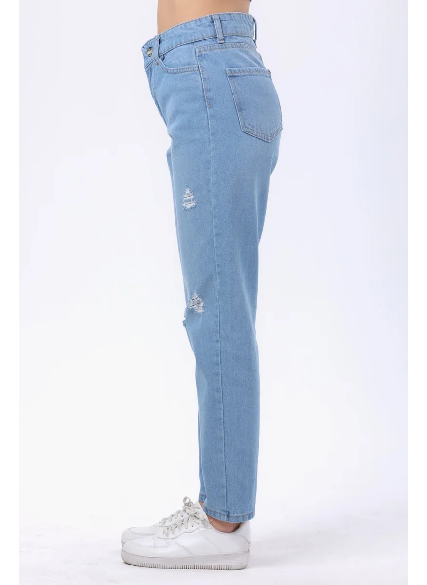 Tofisa 23809-ICE-BLUE Mom Jeans Jeans