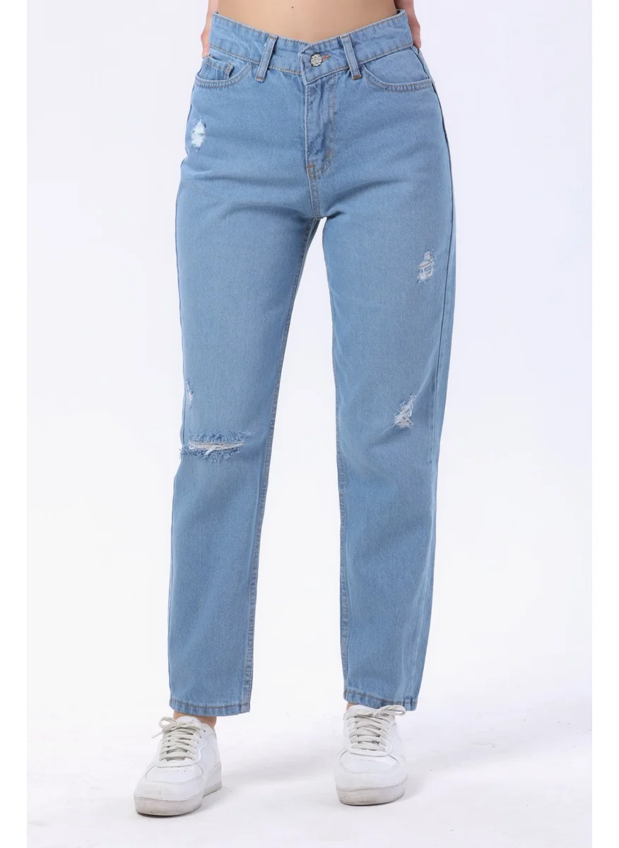 Tofisa 23809-ICE-BLUE Mom Jeans Jeans
