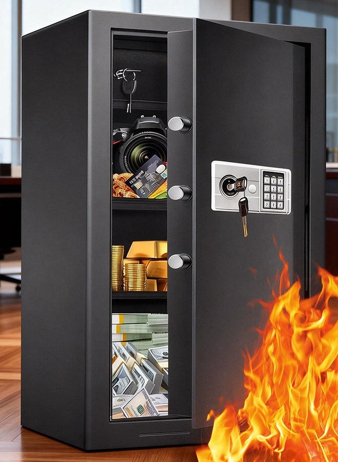 TAPIT Safe Box Home Fireproof Waterproof Large Anti-theft Fireproof Safe Box with Programmable Keypad Spare Keys Removable Shelf Digital Security Safesfor Home Money Valuables Documents 80x31x38cm - Image 1