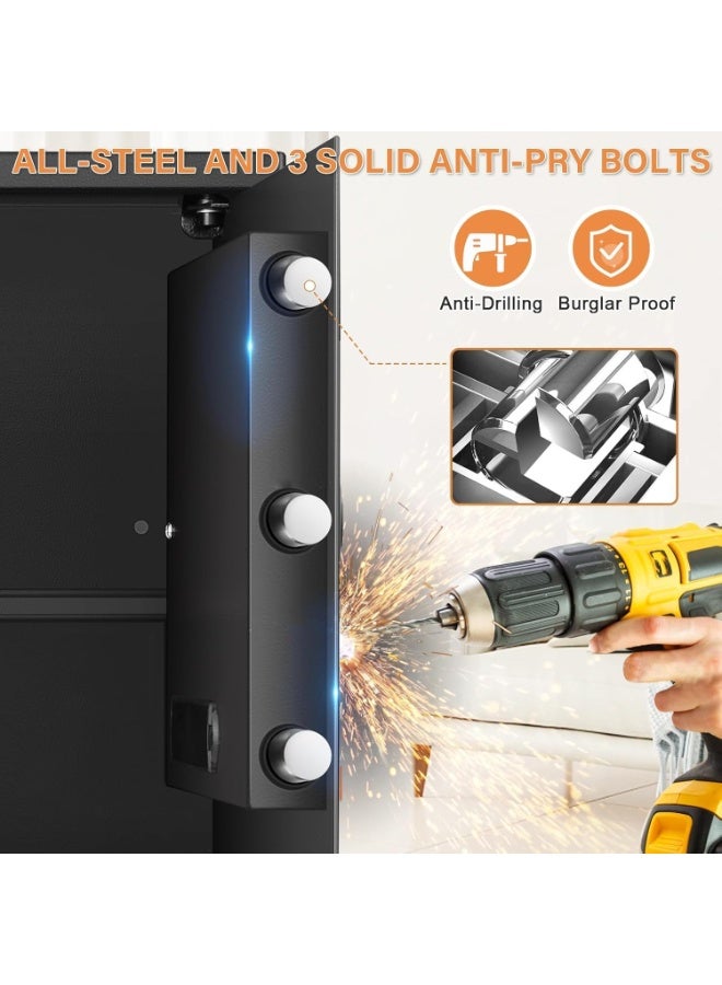 TAPIT Safe Box Home Fireproof Waterproof Large Anti-theft Fireproof Safe Box with Programmable Keypad Spare Keys Removable Shelf Digital Security Safesfor Home Money Valuables Documents 80x31x38cm - Image 2