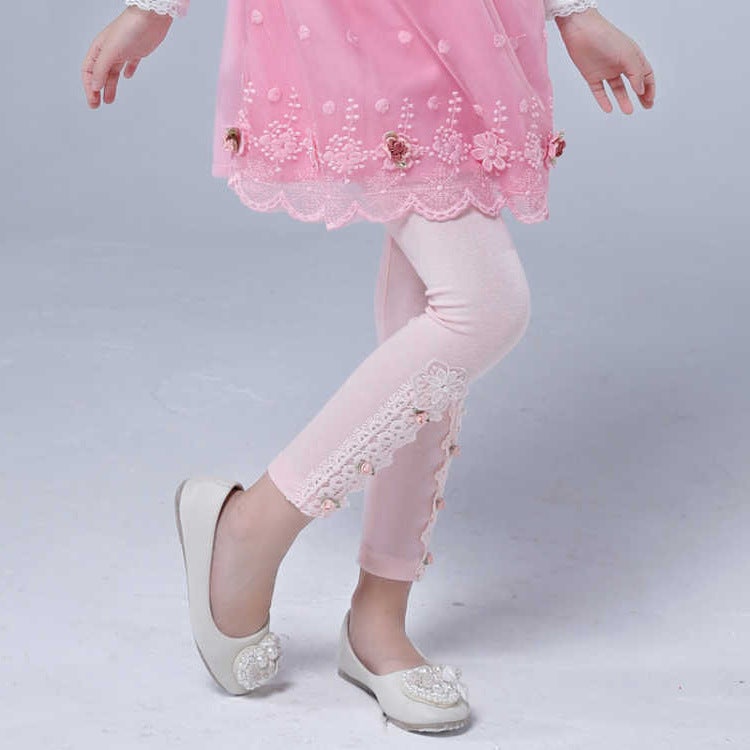Women'S Children'S Wear Leggings Baby'S Western Style Children'S Personalized Trendy Brand Korean Style Three-Dimensional Flower Cartoon Outer Wear Trousers - Image 4