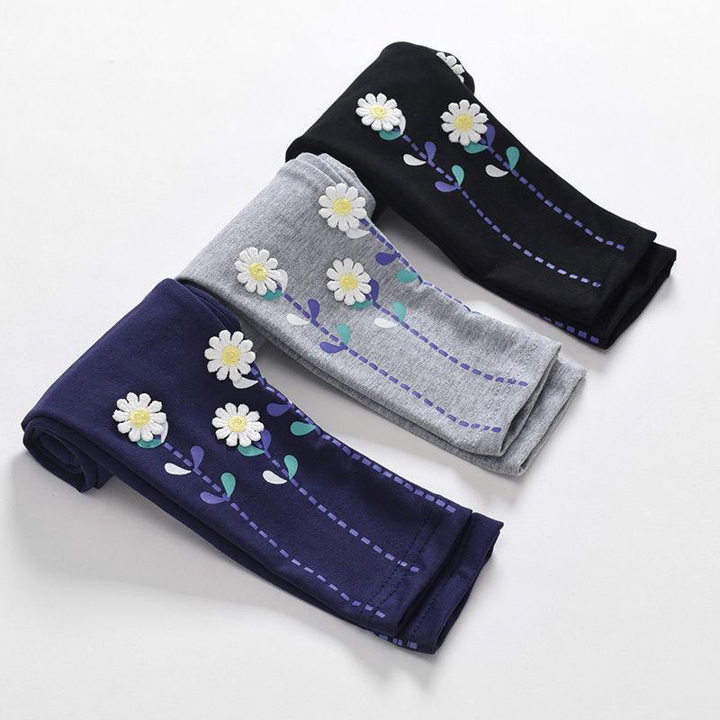 Women'S Children'S Wear Leggings Baby'S Western Style Children'S Personalized Trendy Brand Korean Style Three-Dimensional Flower Cartoon Outer Wear Trousers - Image 3