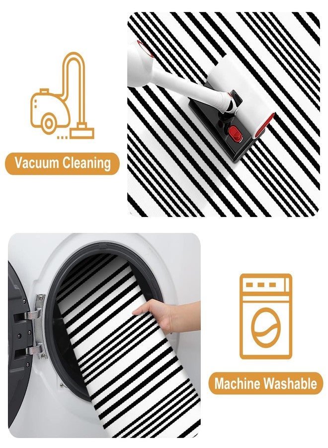 LEEVAN Black and White Striped Outdoor Rug, 27.5"x43" Cotton Modern Hand-Woven Reversible Front Porch Door Mat Welcome Layered Doormat Washable Doorway Carpet for Farmhouse Kitchen Laundry Room - Image 4