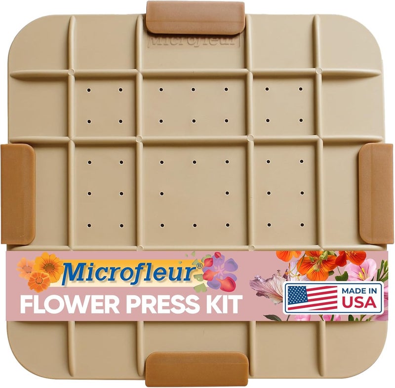 Microfleur Max Art Flower Press Kit - Quick & Easy Flower Pressing with Washable Cloth, Vibrant Color Retention, Fits Most Microwaves, 9" (23 cm) - Image 1