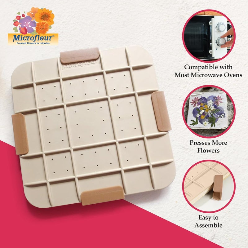 Microfleur Max Art Flower Press Kit - Quick & Easy Flower Pressing with Washable Cloth, Vibrant Color Retention, Fits Most Microwaves, 9" (23 cm) - Image 4