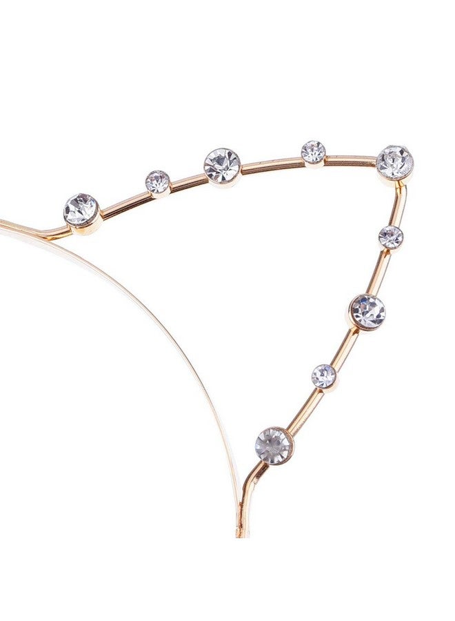 جيلوكيبو عصابة رأس على شكل أذن قطة مرصعة بأحجار الراين وربطة شعر قطة من الكريستال للنساء، طوق شعر على شكل أذن قطة من سبائك معدنية جميلة لحفلات الهالوين التنكرية (ذهبي) - Image 5