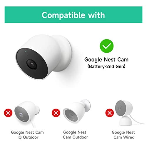 OLAIKE Anti-Drop and Anti-Theft Mount for Google Nest Cam Outdoor/Indoor,Battery-2nd Gen, Anti-Glare/Waterproof Nest Camera Mount Cover, Not Affect Nest Cam’s Night Vision(Camera Not Included), White - Image 2