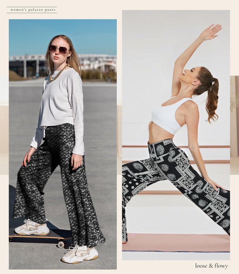 ZOOSIXX Wide Leg Palazzo Pants for Women - High Waist Casual Beach Lounge Loose Dress Stretchy Trousers - Image 3