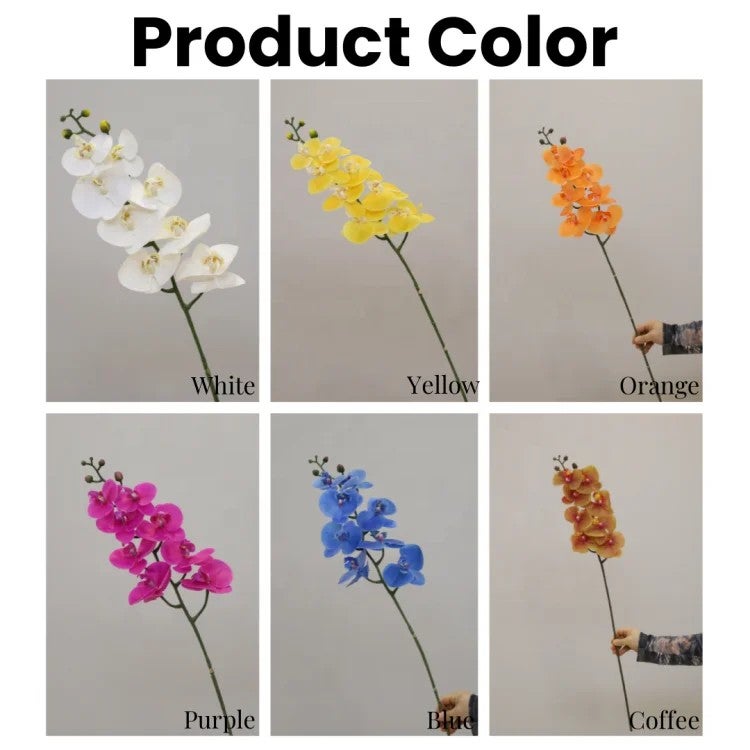 Y&D New Design 8 Heads Phalaenopsis Butterfly Orchids Artificial Flowers Real Touch Latex Orchid for Wedding Home Decor - Image 4