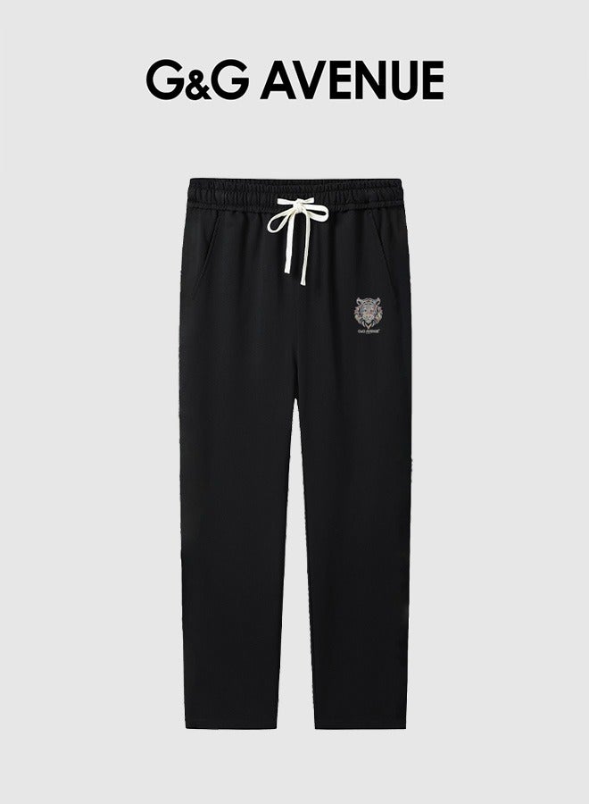 G&G AVENUE Spring and autumn New High Quality Men's Drawstring Casual Sports Pants Black Jogging Fashion Pure Cotton Exercise Outdoor Versatile Drawstring Elastic Sports Pants - Image 1