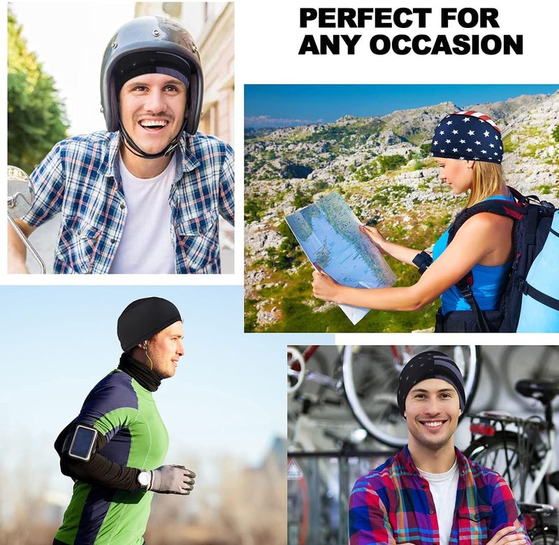 vidsel Skull Cap Helmet Liner Hard Hat Liner Running Beanie Head Wrap Bicycle Football Sweat Wicking Cycling Caps for Men Women - Image 4