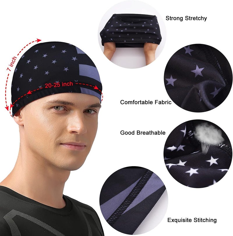vidsel Skull Cap Helmet Liner Hard Hat Liner Running Beanie Head Wrap Bicycle Football Sweat Wicking Cycling Caps for Men Women - Image 2