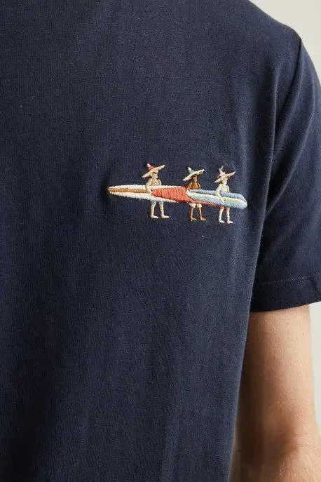 Faguo Arcy Surf - Embroidered Navy T-shirt in recycled cotton