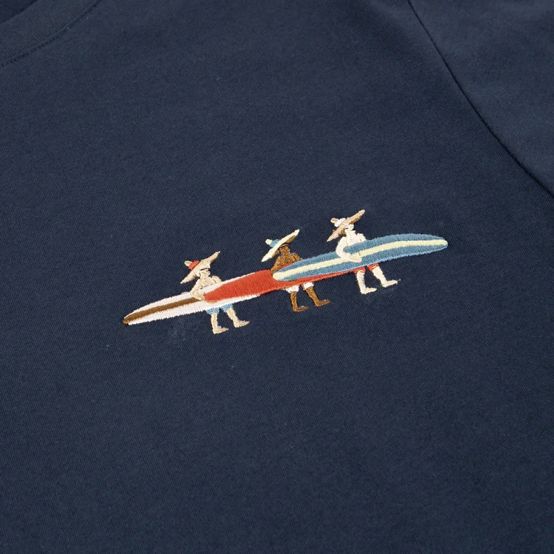 Faguo Arcy Surf - Embroidered Navy T-shirt in recycled cotton