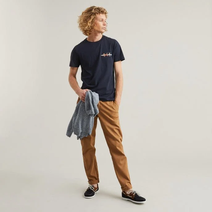 Faguo Arcy Surf - Embroidered Navy T-shirt in recycled cotton