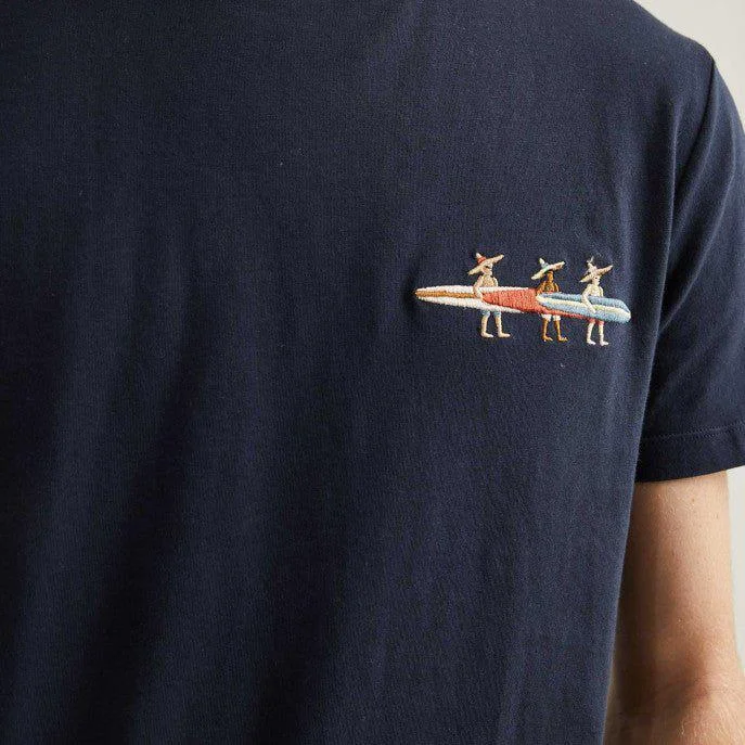 Faguo Arcy Surf - Embroidered Navy T-shirt in recycled cotton